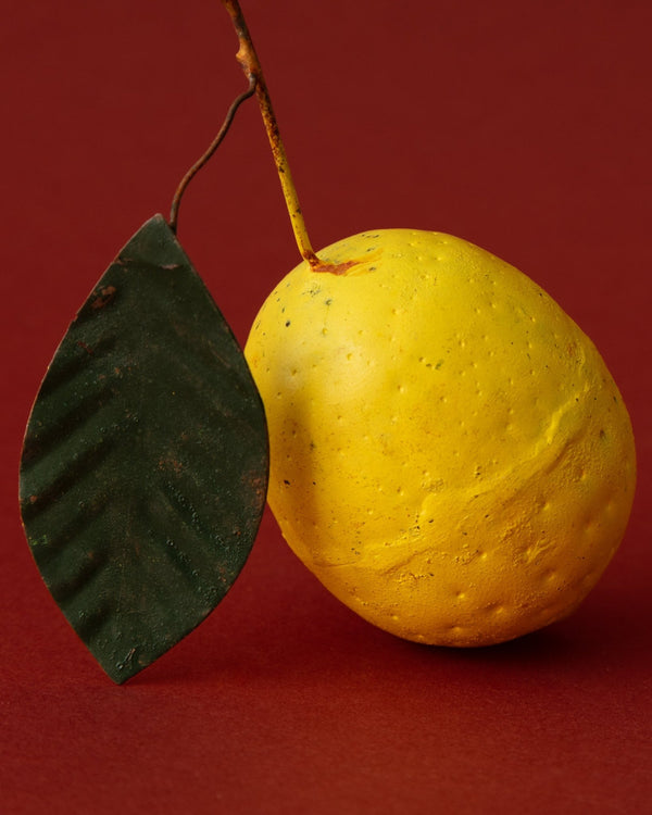 Hand - Painted Metal Toleware Lemon Ornament - Lone Fox
