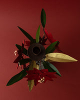 Hand - Painted Metal Toleware Poinsettia Taper Holder - Lone Fox