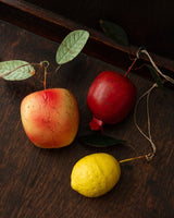 Hand - Painted Metal Toleware Pomegranate Ornament - Lone Fox