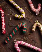 Hand Painted Paper Mache Candy Cane Ornaments (Set of 6) - Lone Fox