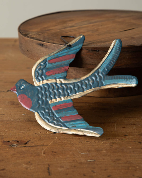 Hand - Painted Tole Bird Ornament - Lone Fox