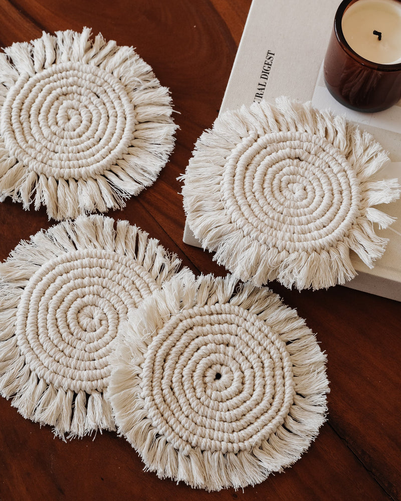 Hand Woven Macrame Coasters - Lone Fox