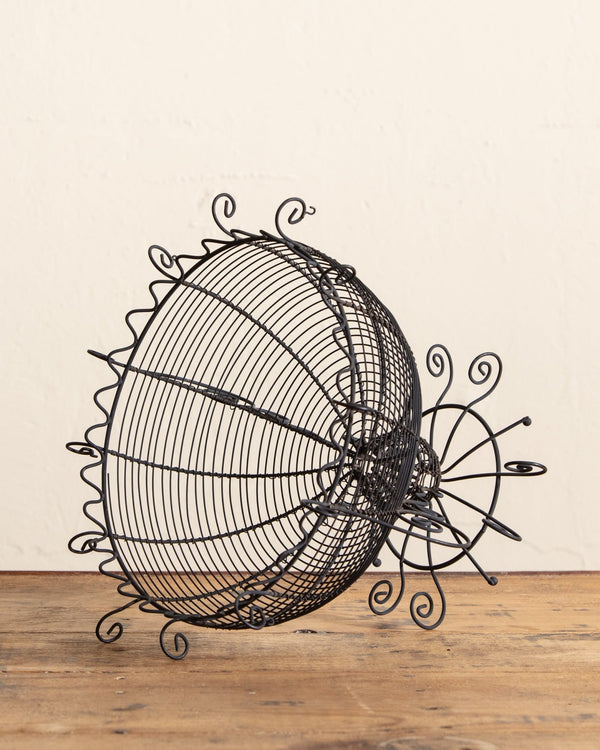 Handcrafted Wirework Black Pedestal Bowl - Lone Fox