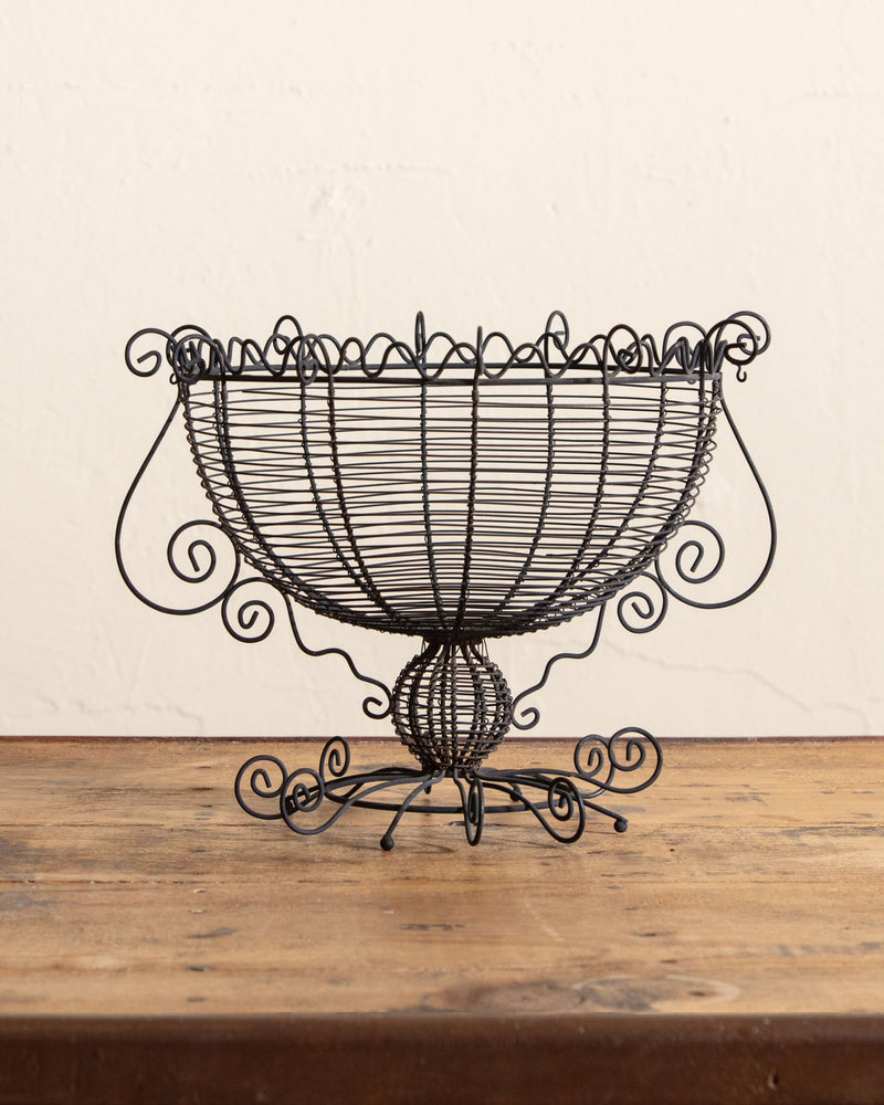 Handcrafted Wirework Black Pedestal Bowl - Lone Fox