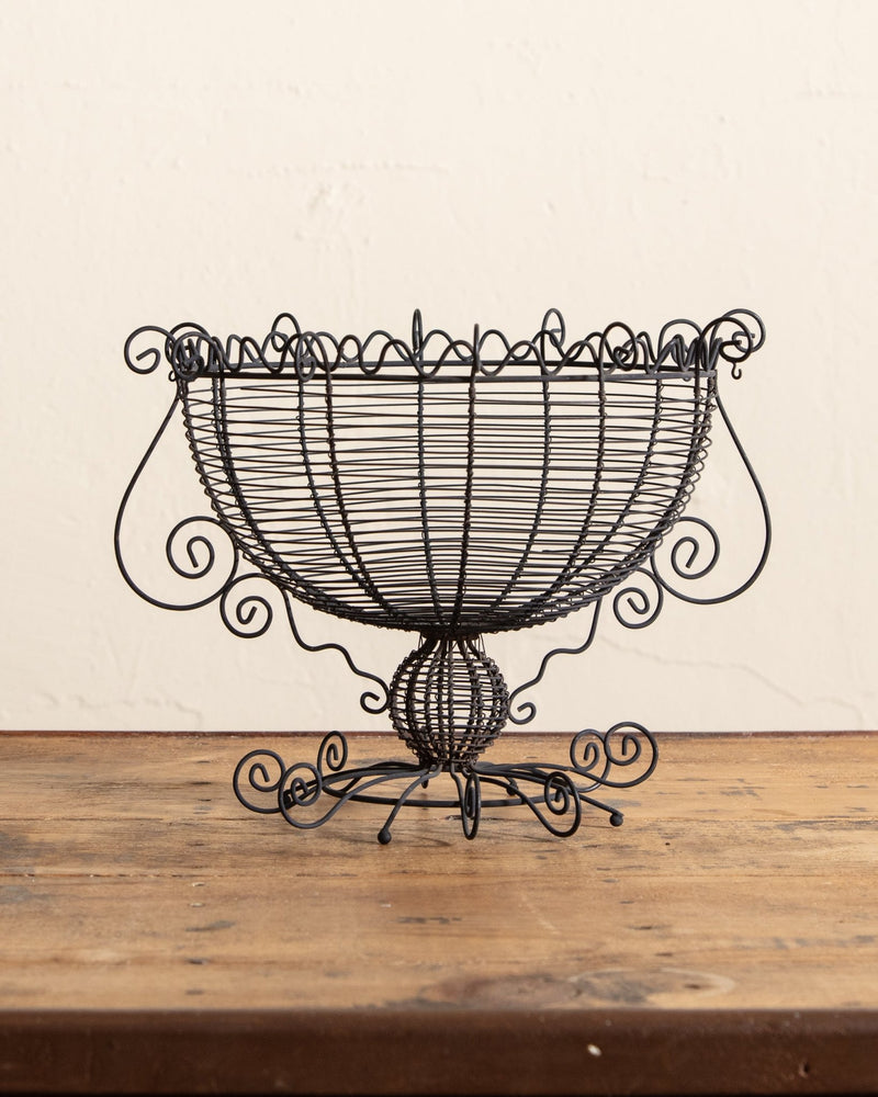 Handcrafted Wirework Black Pedestal Bowl - Lone Fox