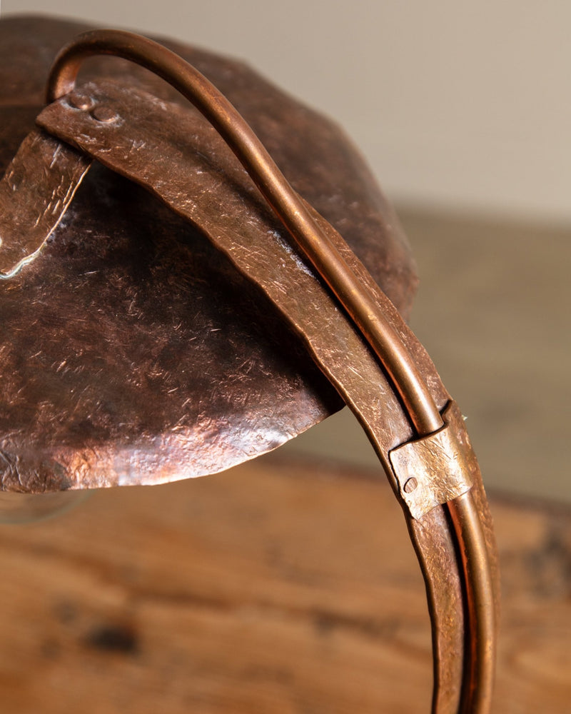 Handmade Copper & Wood Table Lamp, France, 1970's - Lone Fox