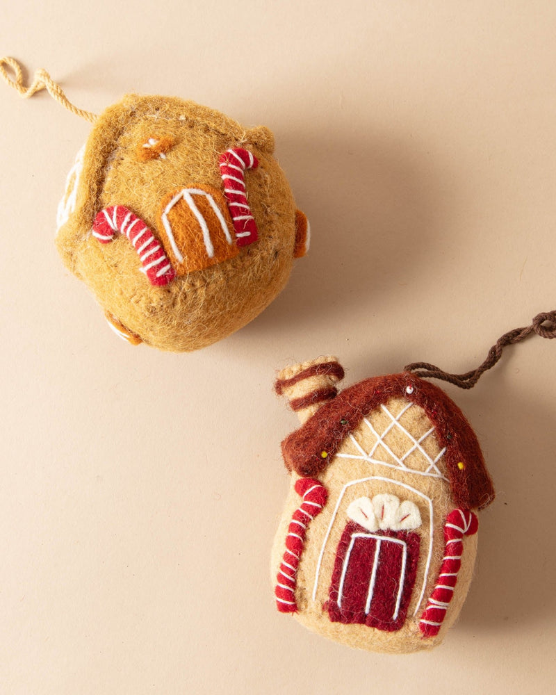 Handmade Felt Gingerbread House Ornaments - Lone Fox