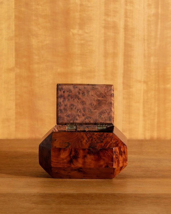 Handmade Solid Maple Burl Storage Box - Lone Fox
