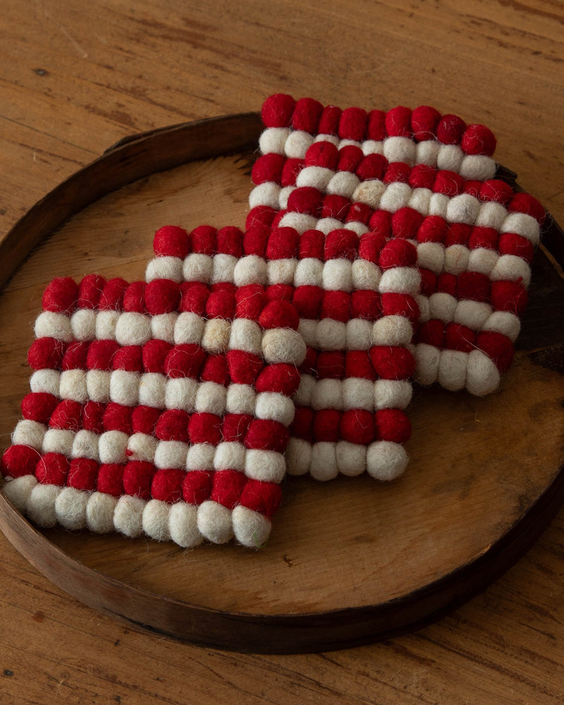 Handmade Wool Felt Ball Coasters - Lone Fox