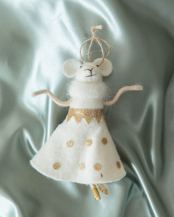 Handmade Wool Felt Ballerina Mouse Ornaments - Lone Fox