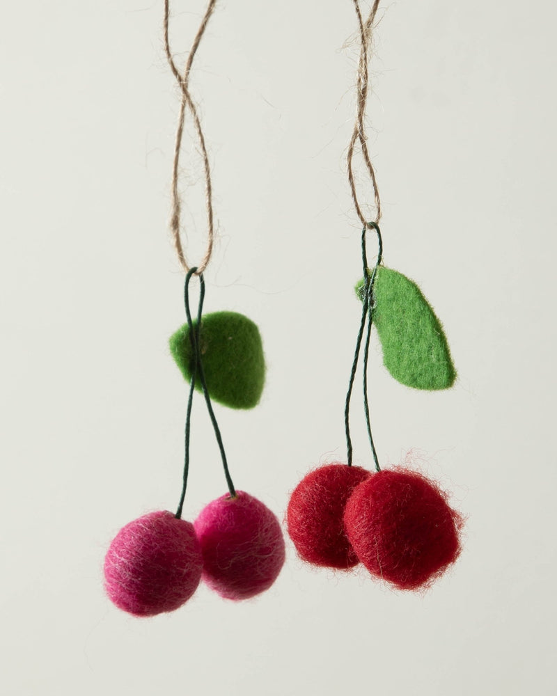 Handmade Wool Felt Cherries Ornament - Lone Fox