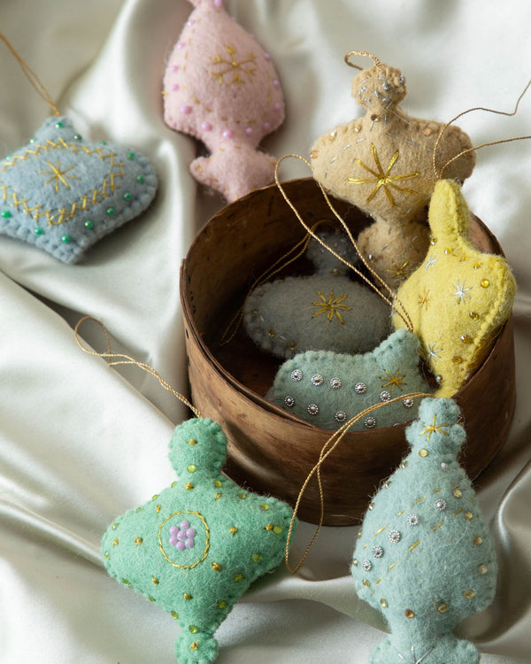 Handmade Wool Pastel Ornaments (Set of 8) - Lone Fox