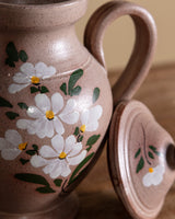 Handpainted Floral Stoneware Teapot, France, 1970s - Lone Fox