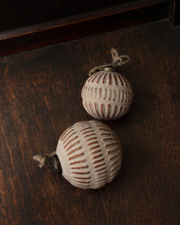 Hansen Embossed Glass Ball Ornaments - Lone Fox