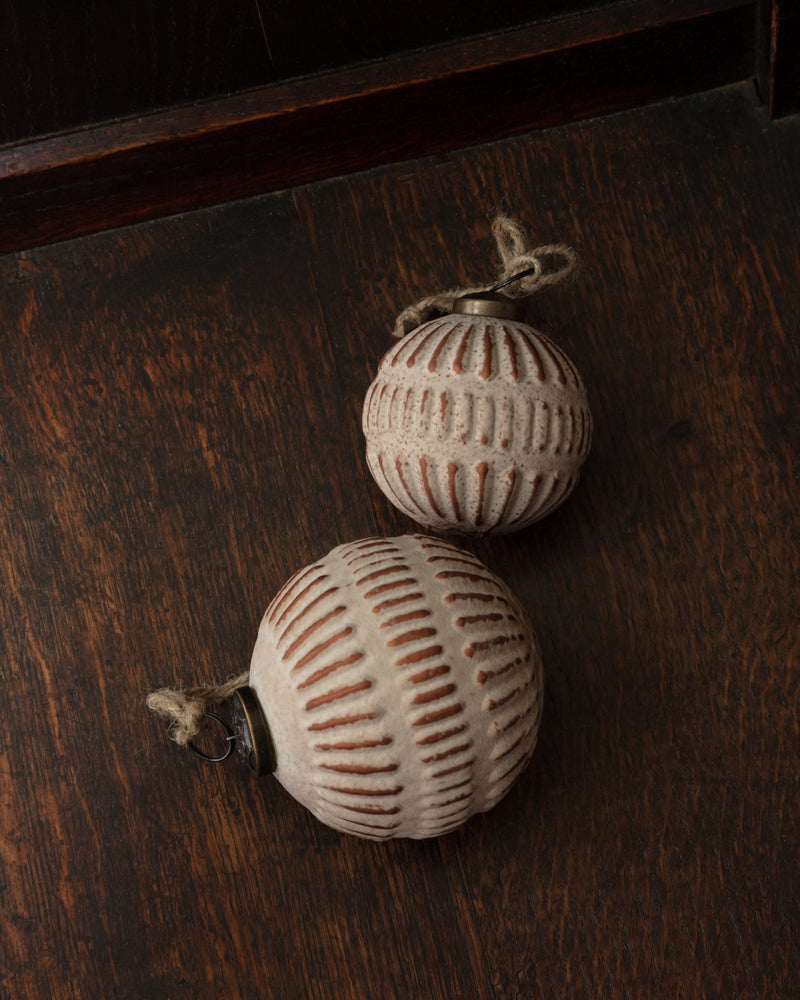Hansen Embossed Glass Ball Ornaments - Lone Fox