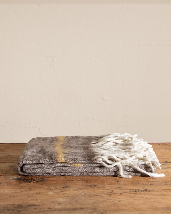 Heathered Amber Stripe Wool Throw - Lone Fox