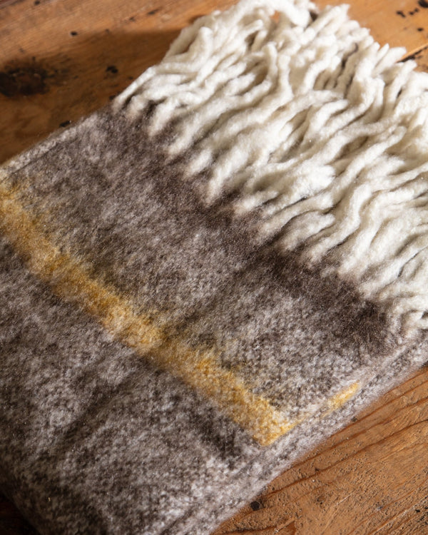Heathered Amber Stripe Wool Throw - Lone Fox