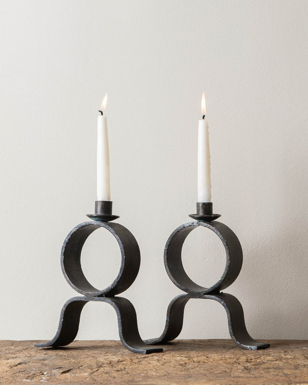 Heavy Iron Candle Holders (Pair) - Lone Fox