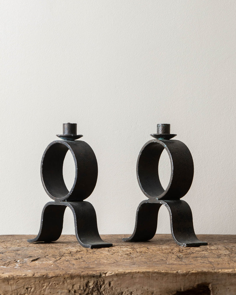 Heavy Iron Candle Holders (Pair) - Lone Fox