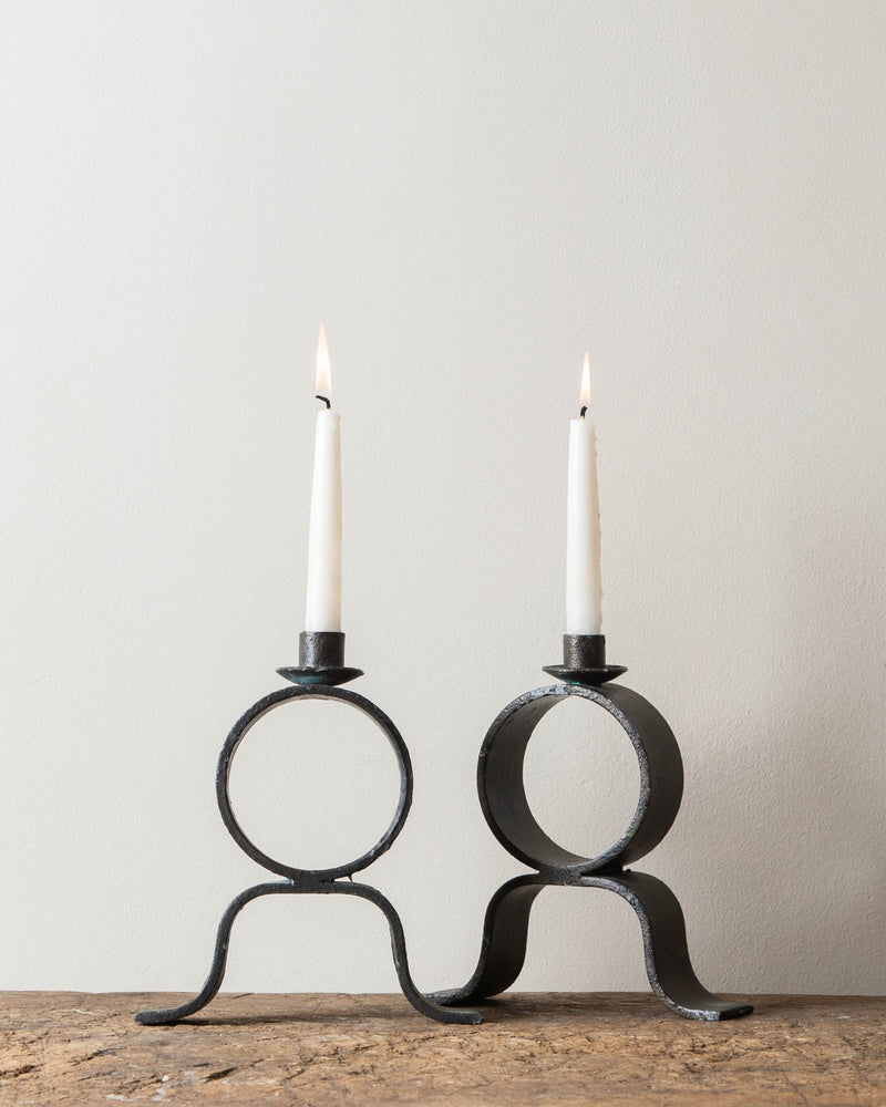 Heavy Iron Candle Holders (Pair) - Lone Fox