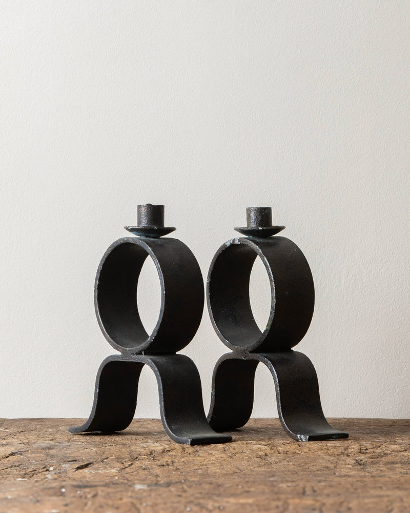 Heavy Iron Candle Holders (Pair) - Lone Fox