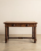 Henry II Carved Oak Barley Twist Desk, France, Early 20th Century - Lone Fox