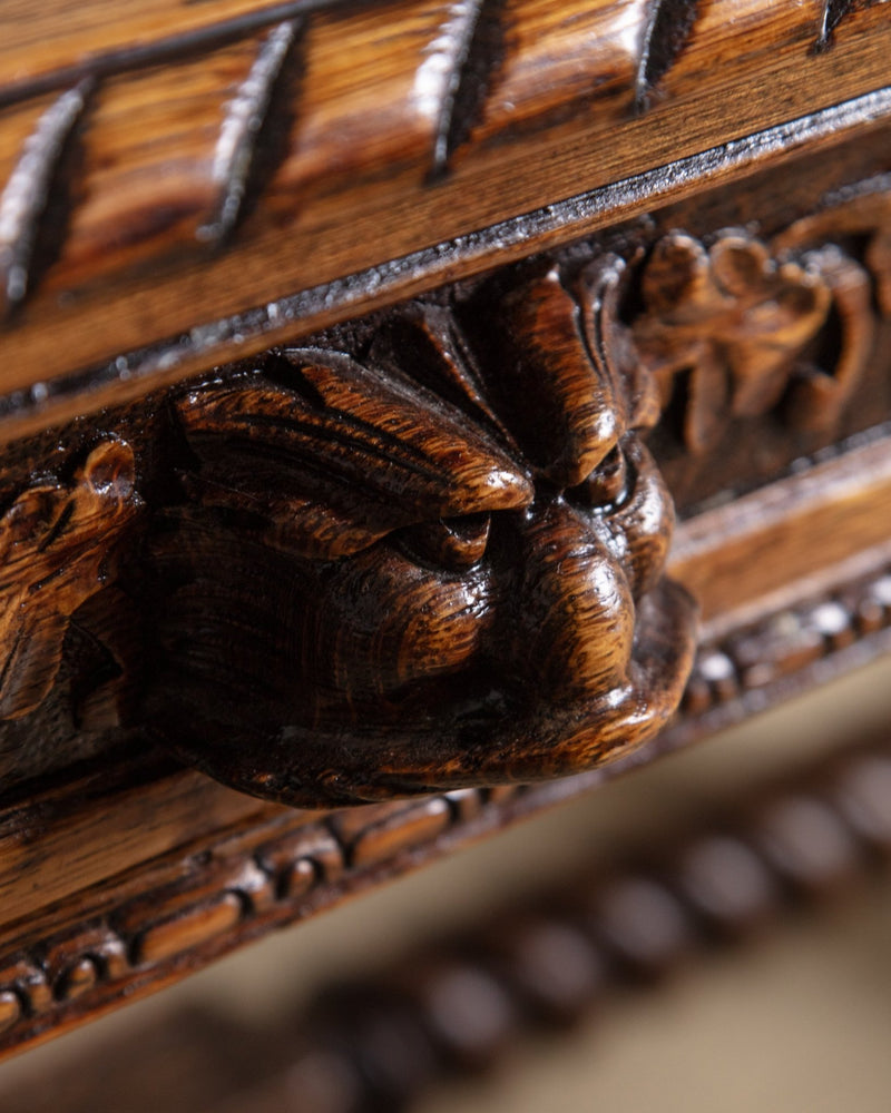Henry II Carved Oak Barley Twist Desk, France, Early 20th Century - Lone Fox