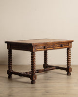 Henry II Carved Oak Barley Twist Desk, France, Early 20th Century - Lone Fox
