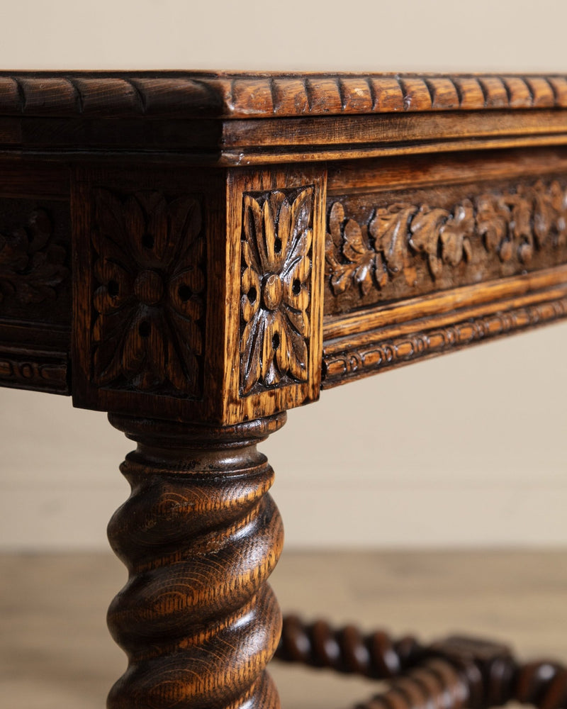 Henry II Carved Oak Barley Twist Desk, France, Early 20th Century - Lone Fox