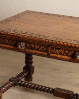 Henry II Carved Oak Barley Twist Desk, France, Early 20th Century - Lone Fox
