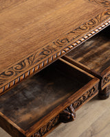 Henry II Carved Oak Barley Twist Desk, France, Early 20th Century - Lone Fox