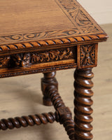 Henry II Carved Oak Barley Twist Desk, France, Early 20th Century - Lone Fox