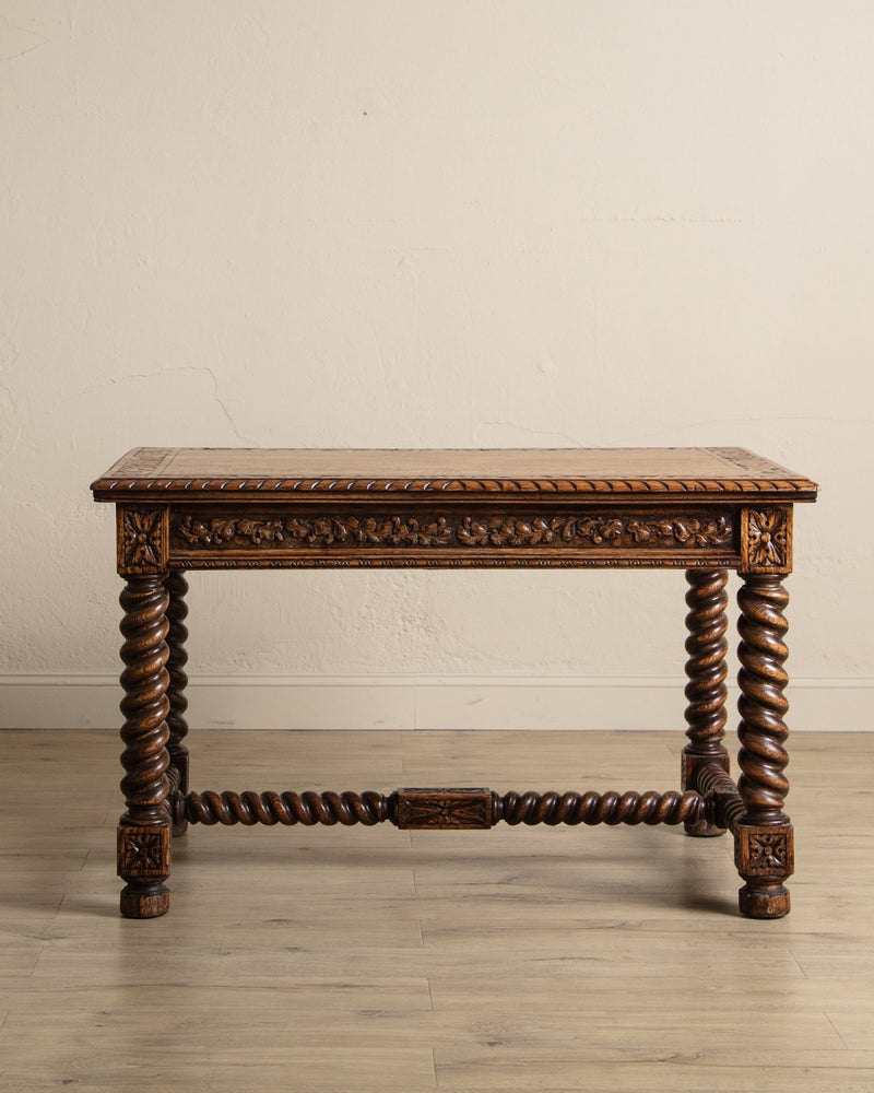 Henry II Carved Oak Barley Twist Desk, France, Early 20th Century - Lone Fox
