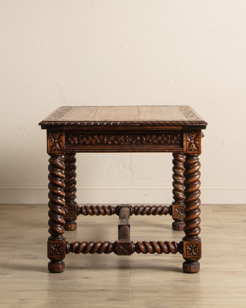 Henry II Carved Oak Barley Twist Desk, France, Early 20th Century - Lone Fox