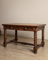 Henry II Carved Oak Barley Twist Desk, France, Early 20th Century - Lone Fox