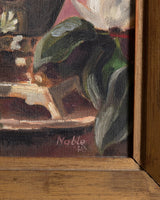 Hibiscus & Drink Cooler Still Life Oil Painting by Noble 1948 - Lone Fox