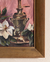 Hibiscus & Drink Cooler Still Life Oil Painting by Noble 1948 - Lone Fox