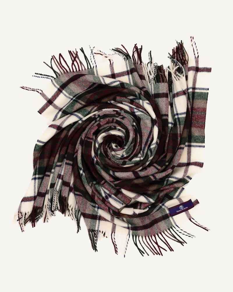 Highland Tartan Plaid Merino Wool Throw in Merlot - Lone Fox