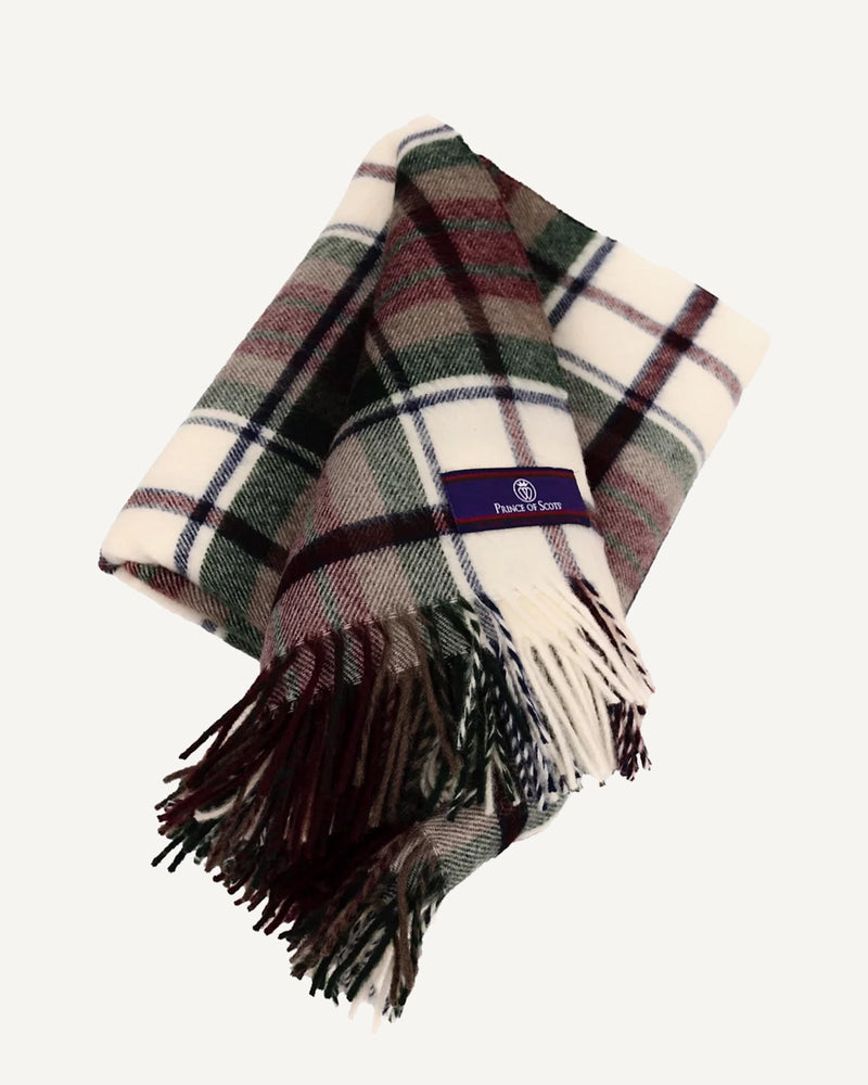 Highland Tartan Plaid Merino Wool Throw in Merlot - Lone Fox