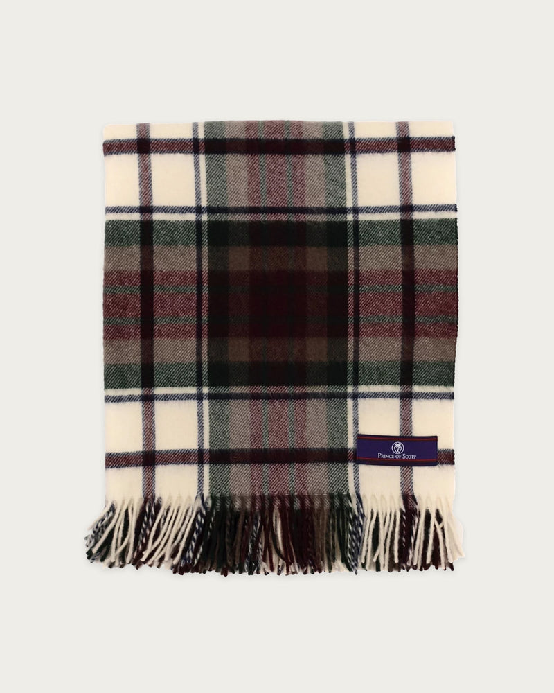 Highland Tartan Plaid Merino Wool Throw in Merlot - Lone Fox