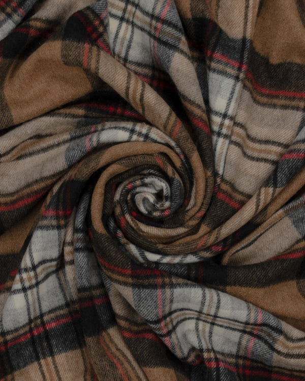 Highland Tartan Plaid Merino Wool Throw in Molasses - Lone Fox