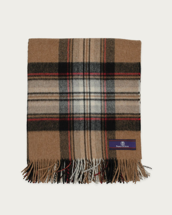 Highland Tartan Plaid Merino Wool Throw in Molasses - Lone Fox