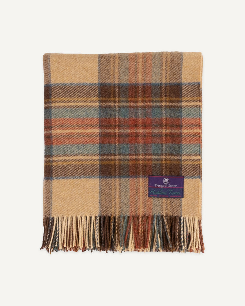 Highland Tweed Lambs Wool Plaid Throw - Lone Fox