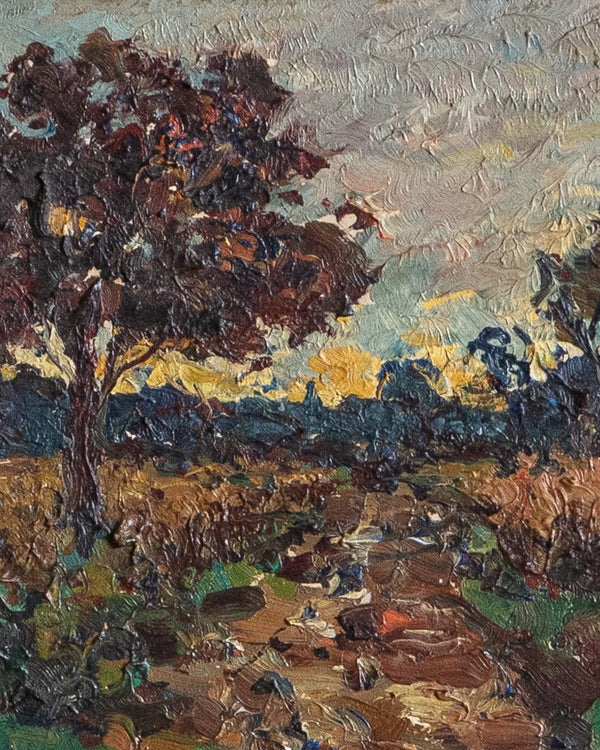 Hollandse School Landscape Oil Painting, Netherlands, 1920's - Lone Fox