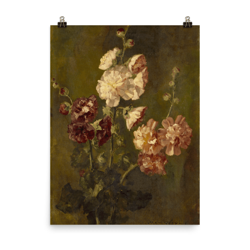 "Hollyhocks" Art Print - Lone Fox