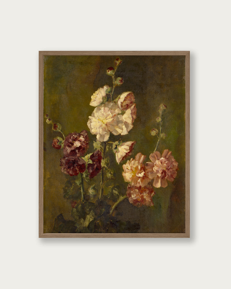 "Hollyhocks" Art Print - Lone Fox