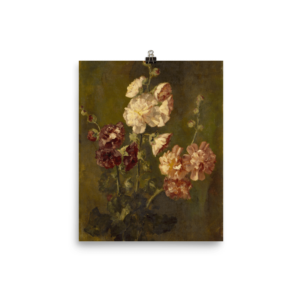 【本人直筆サイン付】Carol Pugh 水彩画 Hollyhocks Hollyhocks