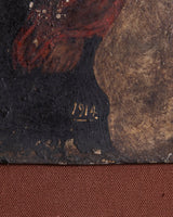 Holy Trinity Retablo Painting on Tin in Cube Frame, Mexico, Dated 1914 - Lone Fox