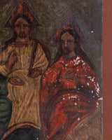 Holy Trinity Retablo Painting on Tin in Cube Frame, Mexico, Dated 1914 - Lone Fox