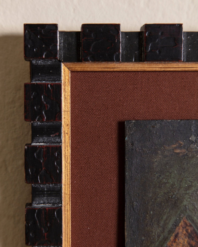 Holy Trinity Retablo Painting on Tin in Cube Frame, Mexico, Dated 1914 - Lone Fox